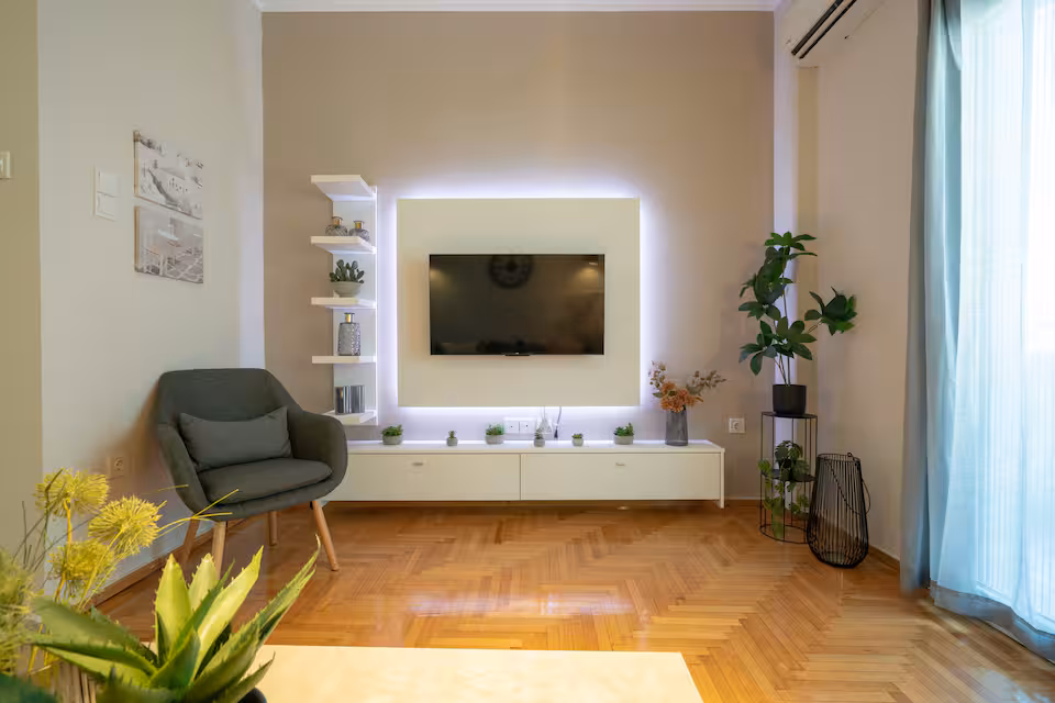 Cozy living area with contemporary furniture